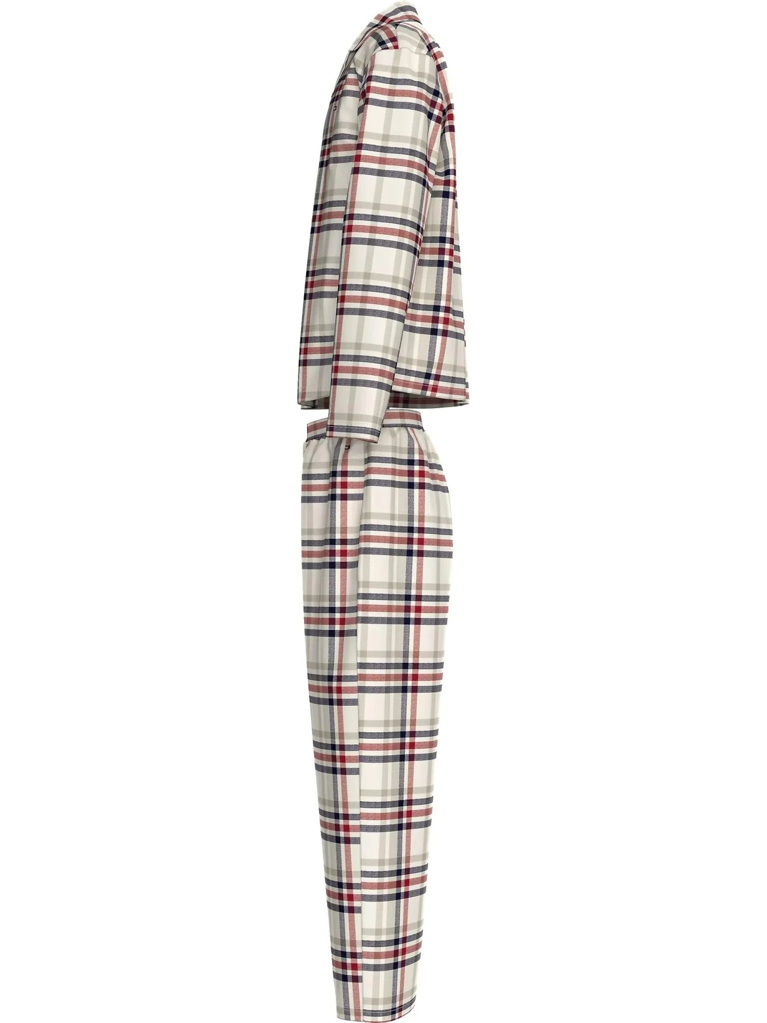 Kids Tartan Flannel Pyjama Set, Heritage Check Ivory - Image 4