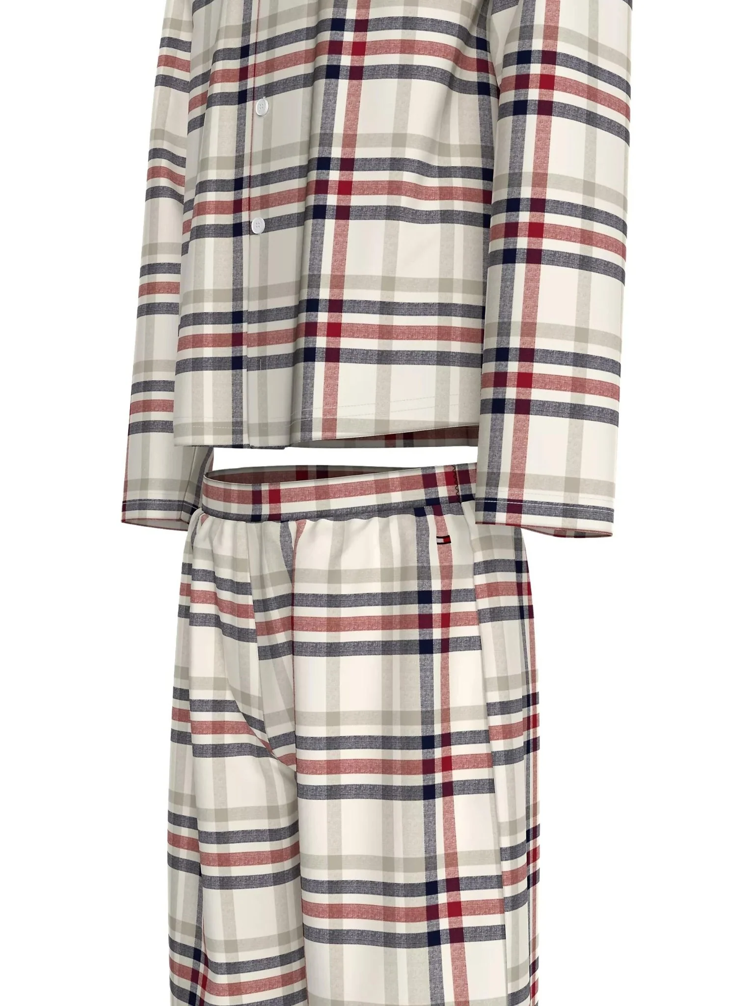 Kids Tartan Flannel Pyjama Set, Heritage Check Ivory - Image 5