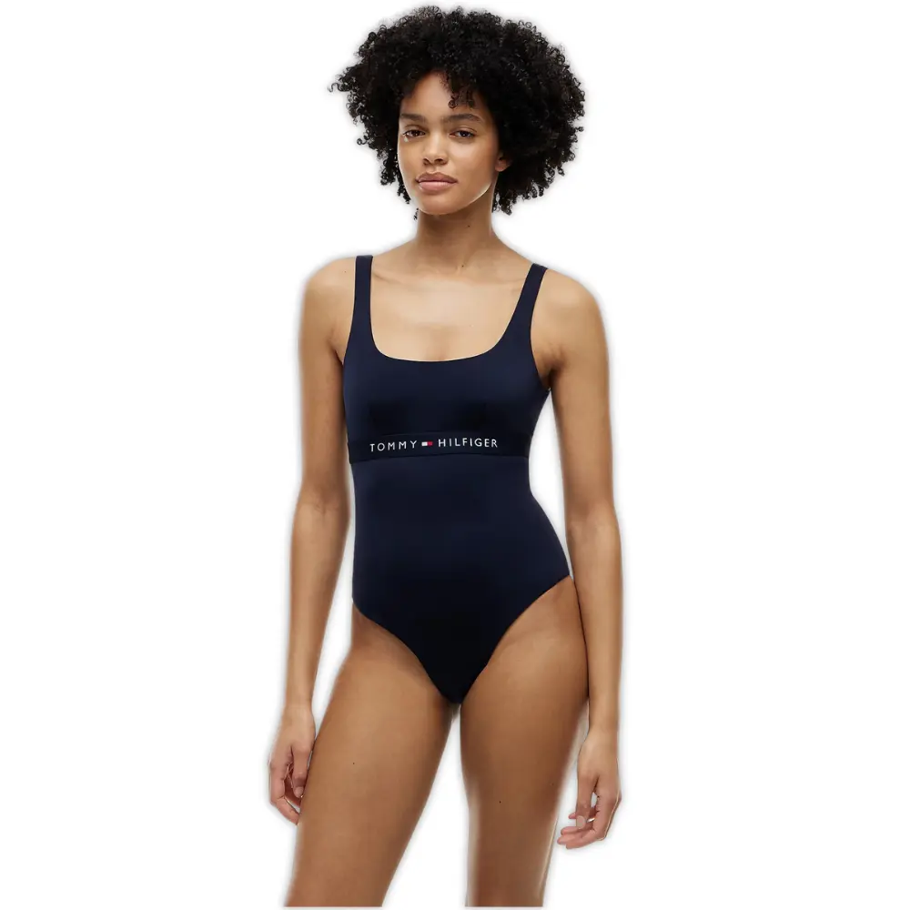 Logo Band One-Piece Swimsuit, Navy - Image 2