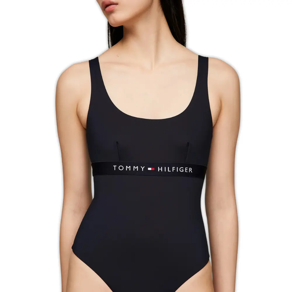Logo Band One-Piece Swimsuit, Navy - Image 5