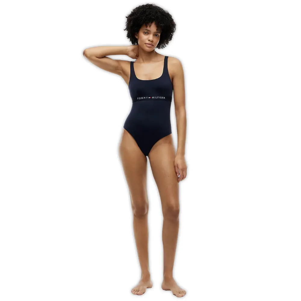 Logo Band One-Piece Swimsuit, Navy - Image 6