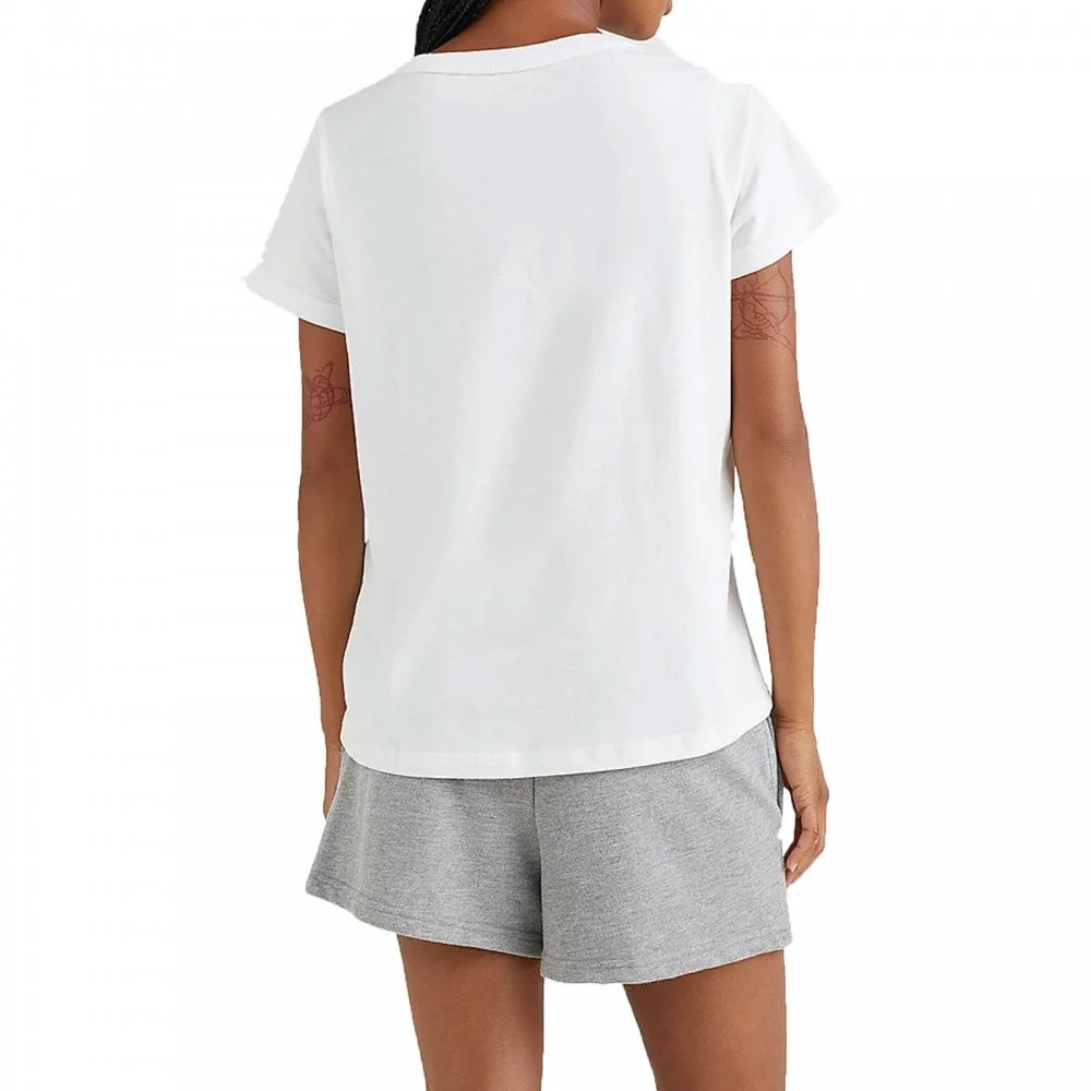 Logo Embroidery Crew Neck T-shirt, White - Image 3