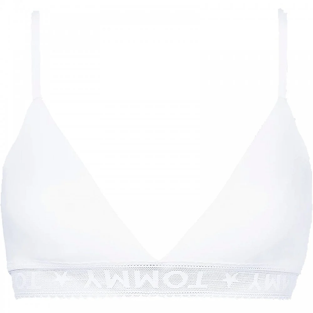 Logo Lace Spacer Cup Triangle Bralette, White