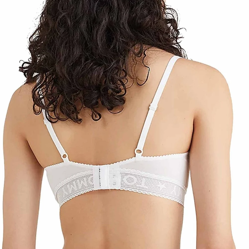 Logo Lace Spacer Cup Triangle Bralette, White - Image 3