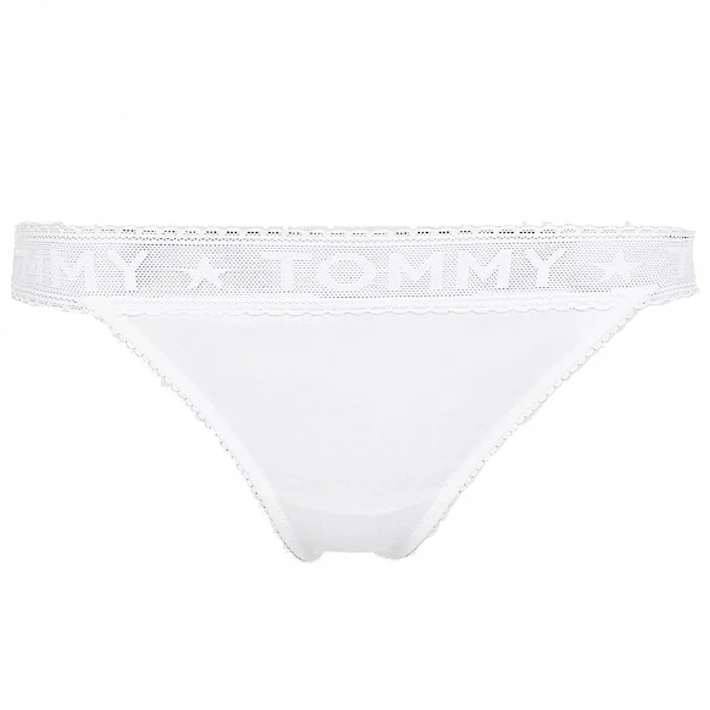 Logo Lace Thong, White