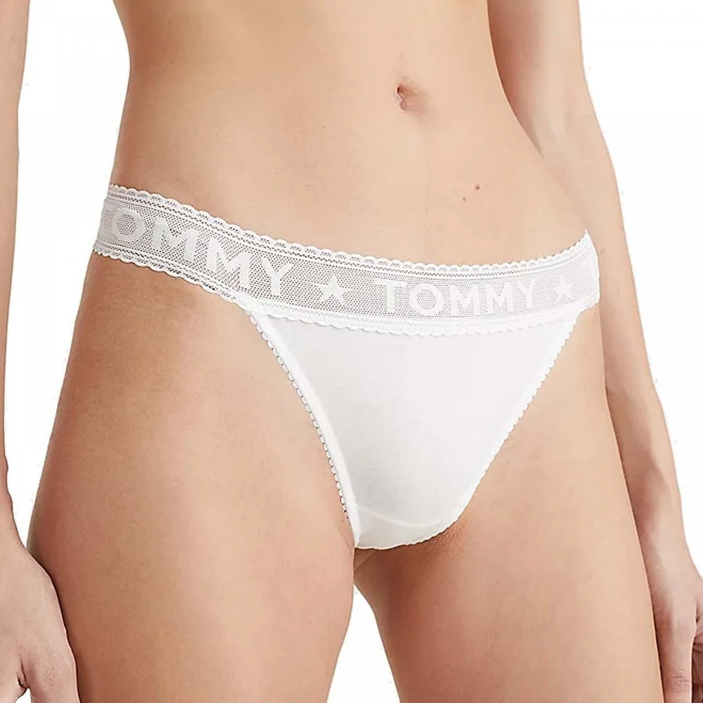 Logo Lace Thong, White - Image 2