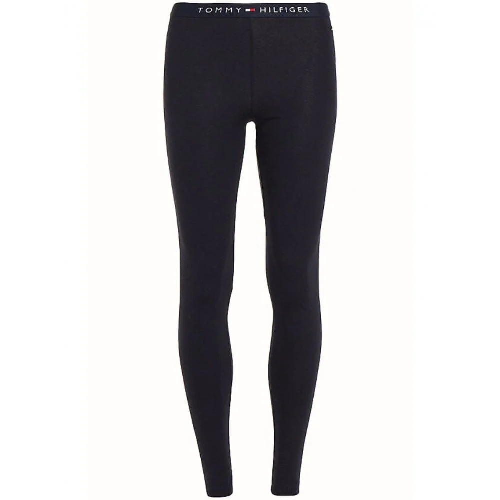 Logo Waistband Organic Cotton Leggings, Navy