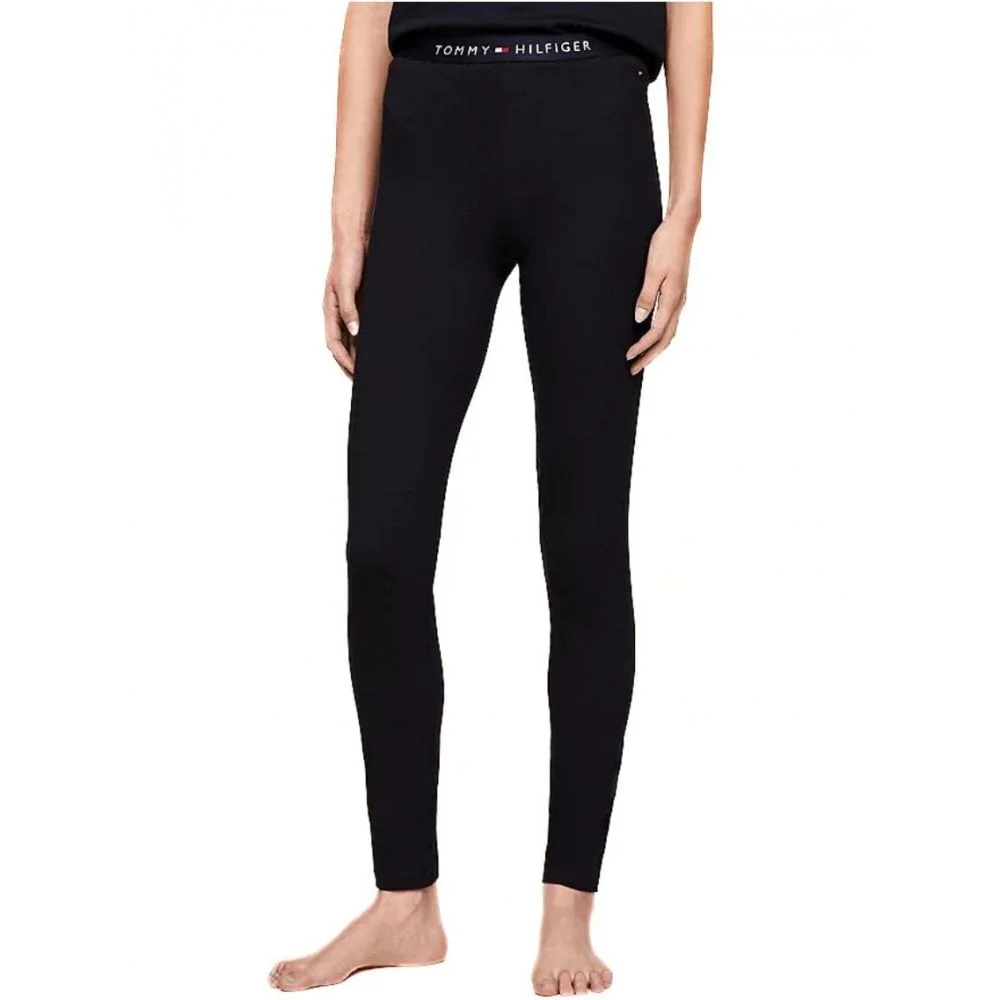 Logo Waistband Organic Cotton Leggings, Navy - Image 4