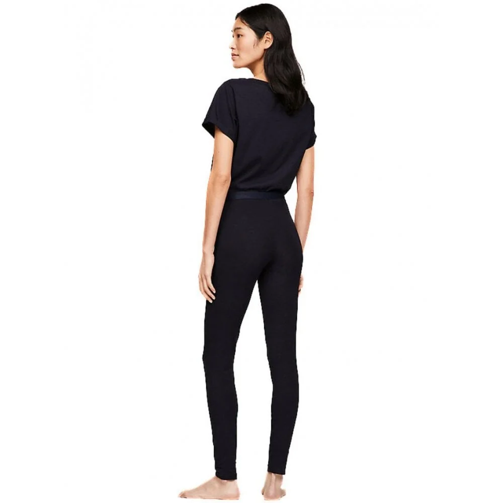 Logo Waistband Organic Cotton Leggings, Navy - Image 5