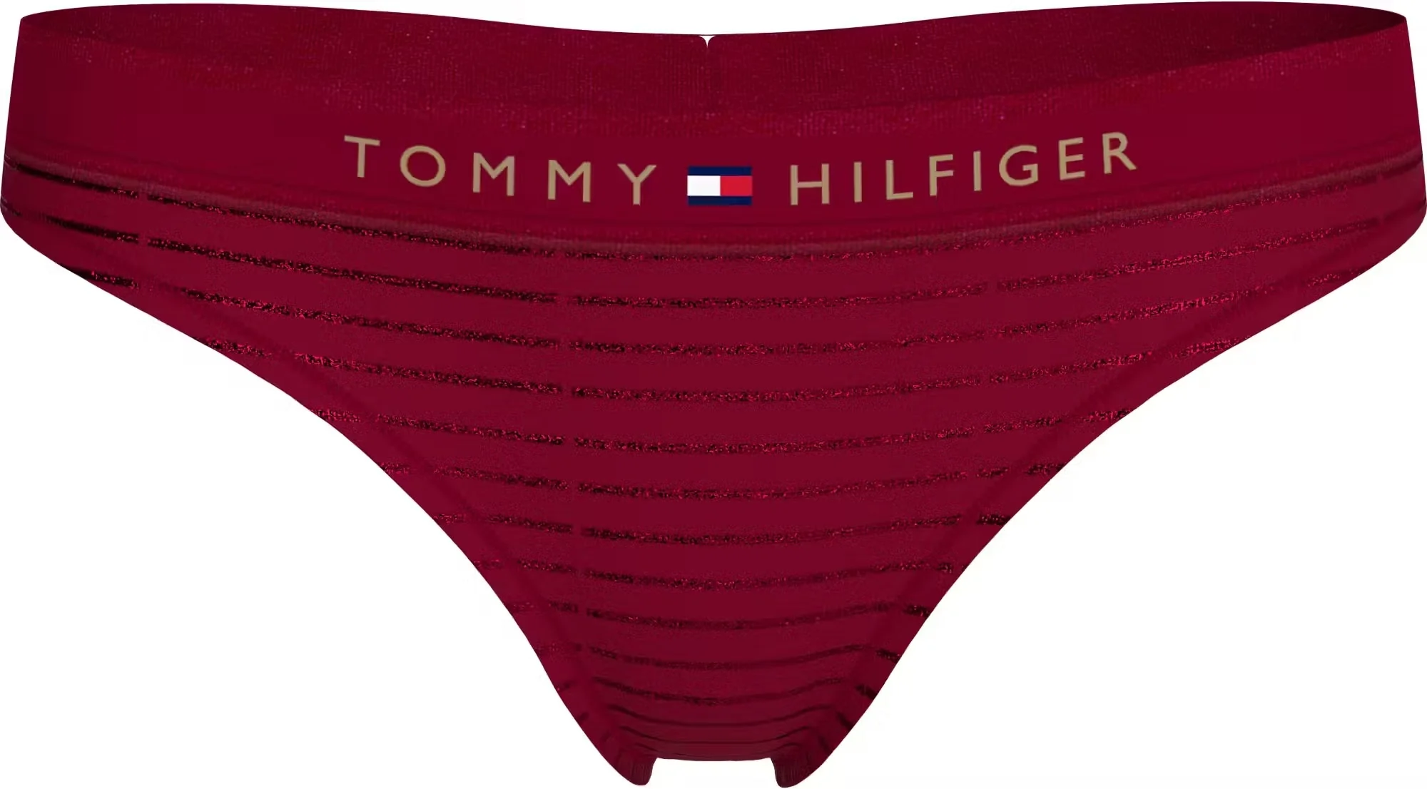 Lurex Pinstripe Thong, Deep Rouge