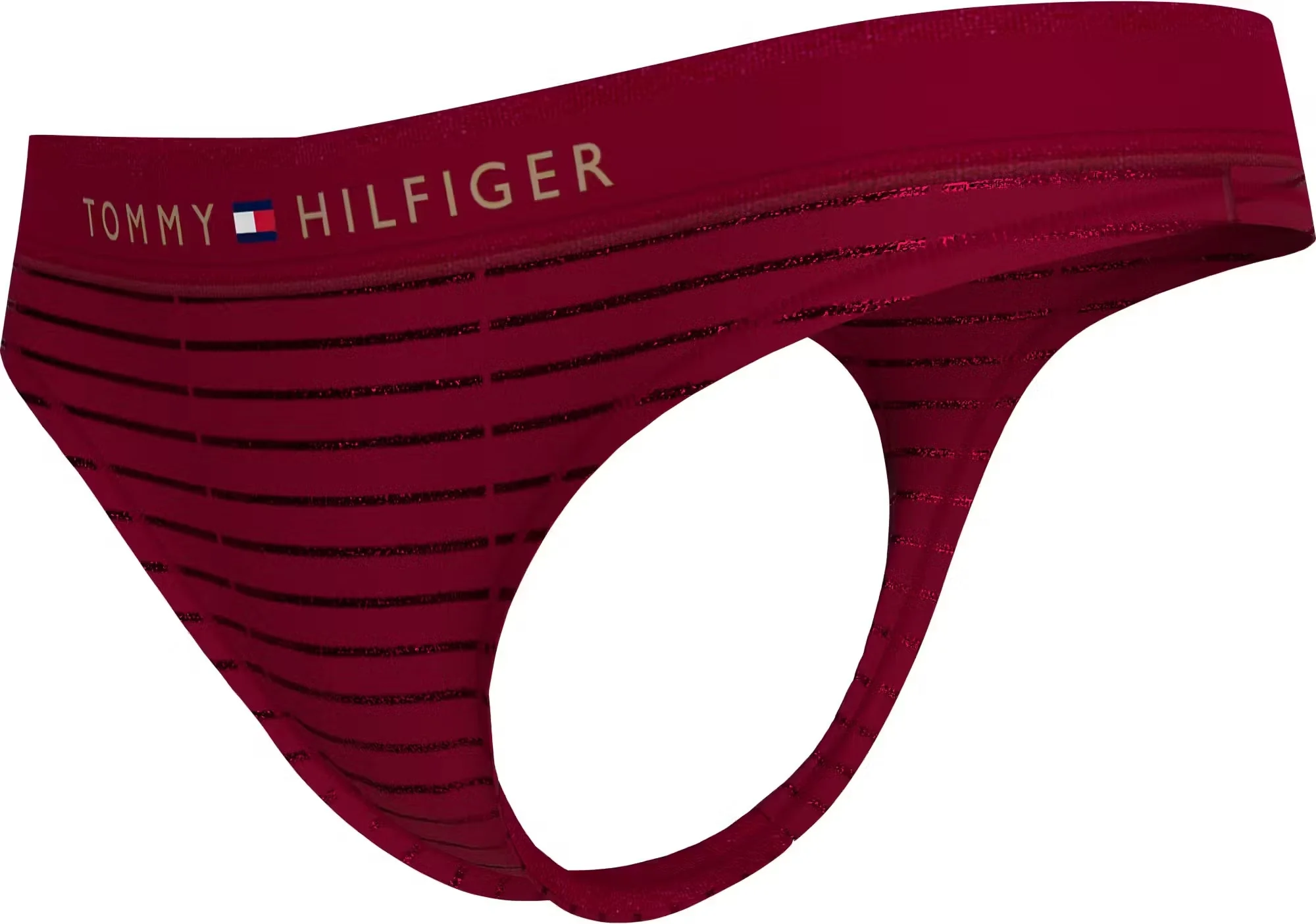 Lurex Pinstripe Thong, Deep Rouge - Image 4