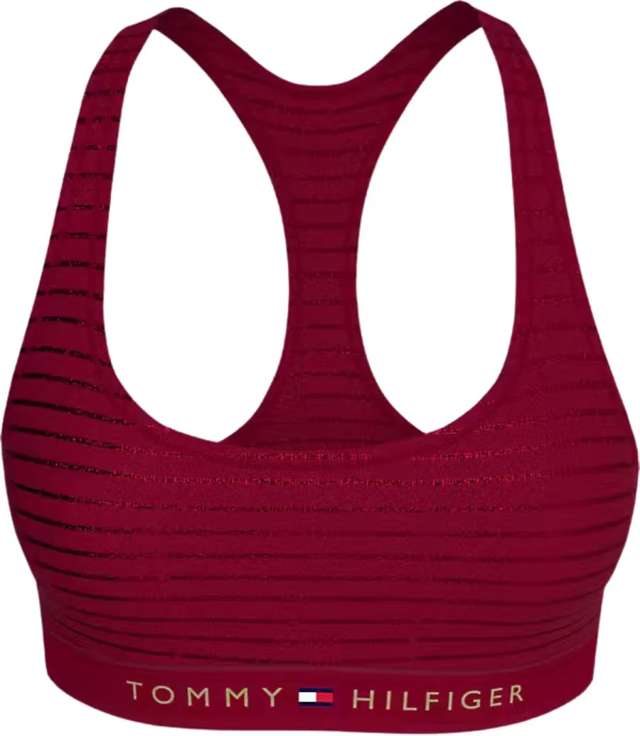 Lurex Pinstripe Unlined Bralette, Deep Rouge