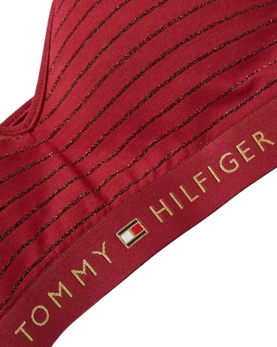 Lurex Pinstripe Unlined Bralette, Deep Rouge - Image 3