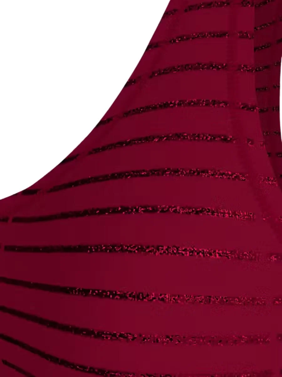 Lurex Pinstripe Unlined Bralette, Deep Rouge - Image 4