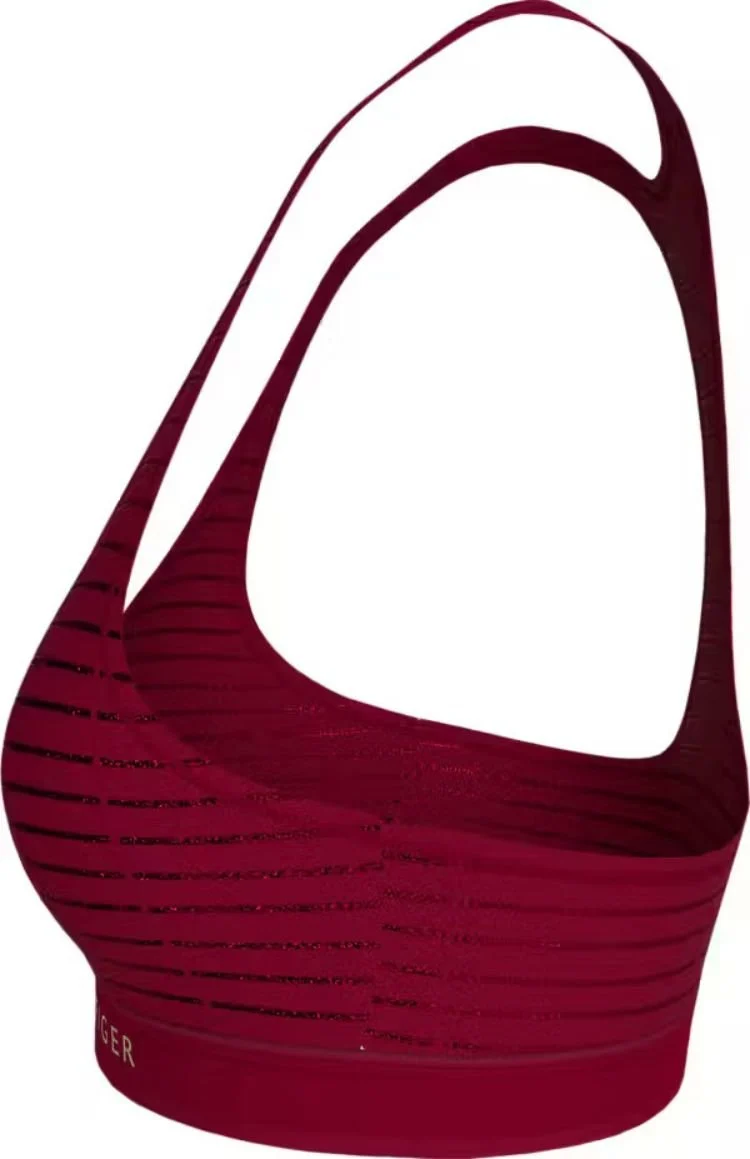Lurex Pinstripe Unlined Bralette, Deep Rouge - Image 5