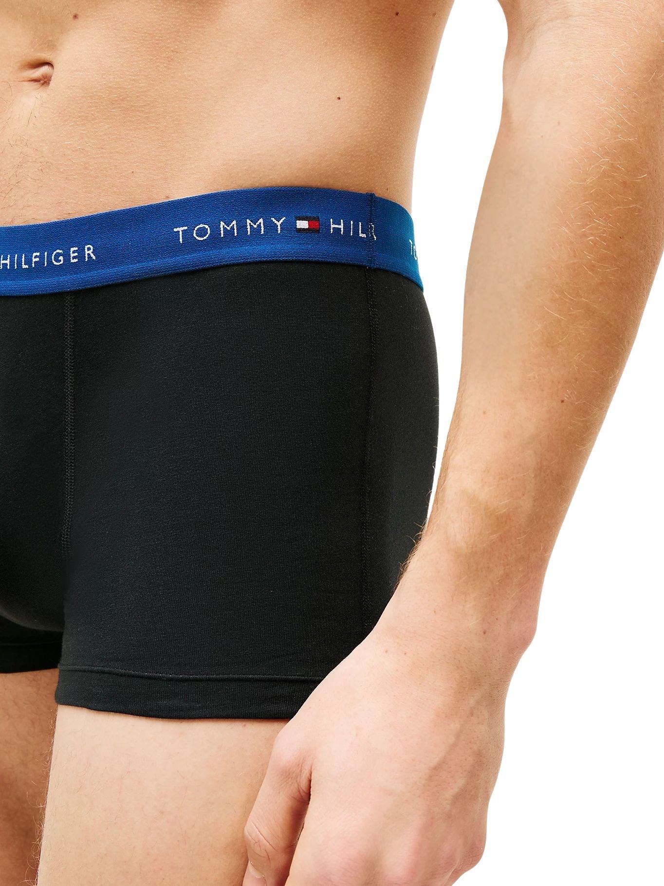 3-Pack Signature Cotton Boxer Trunks, Black w/ indigo/red/olive - Image 2