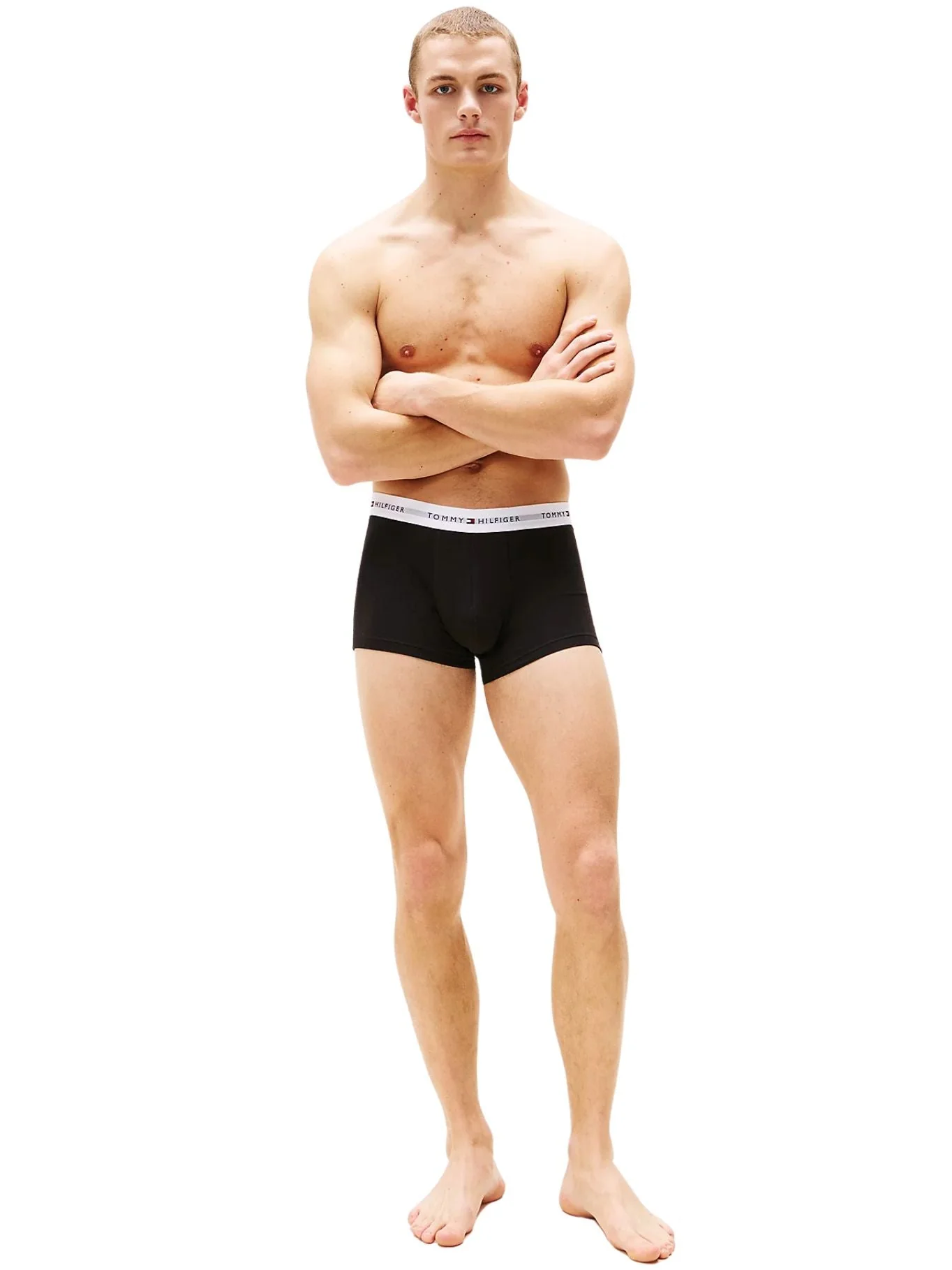 3-Pack Signature Cotton Boxer Trunks, Black w/ white waistbands - Image 5