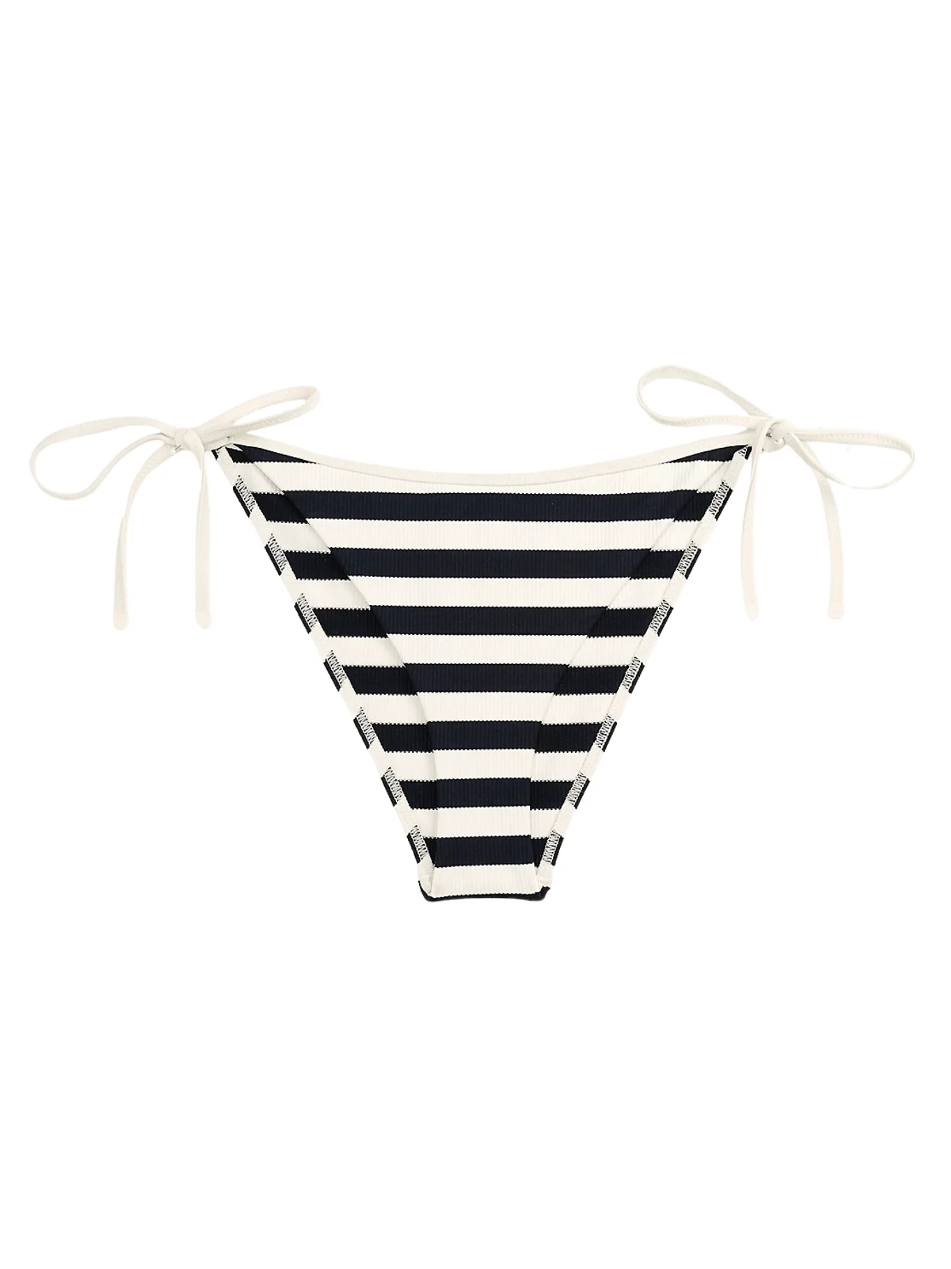 Nautical Stripe Ribbed Bikini Bottoms, Navy/Ivory