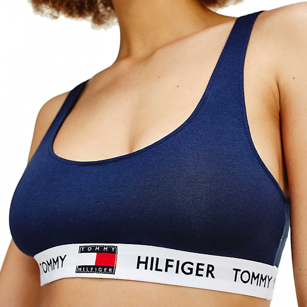 Organic Cotton Logo Bralette, Navy Blazer - Image 2