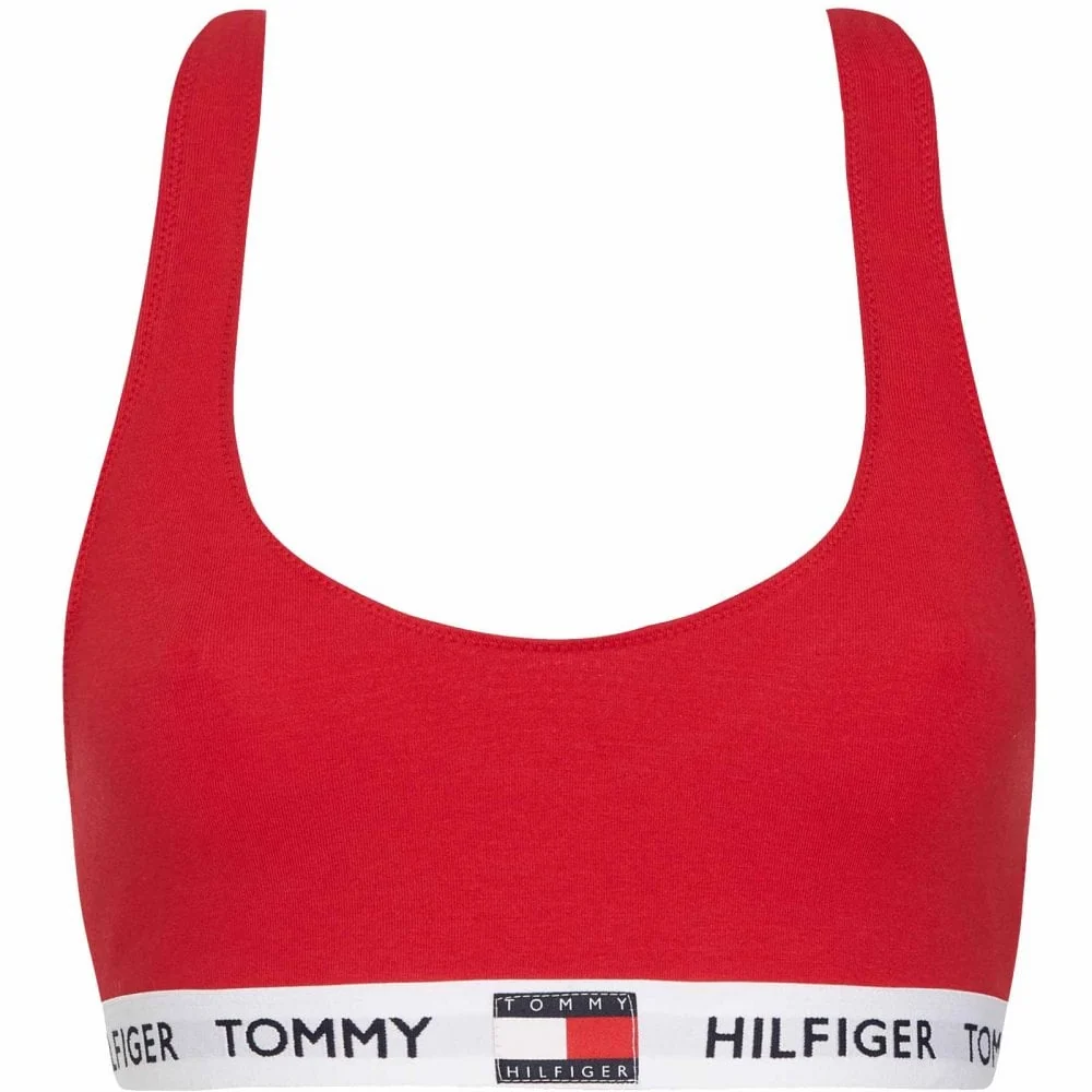Organic Cotton Logo Bralette, Tango Red