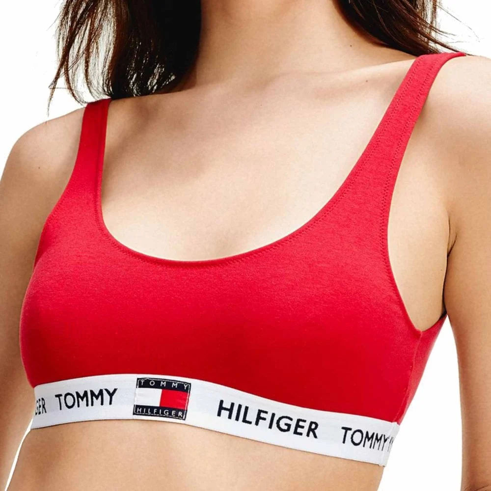 Organic Cotton Logo Bralette, Tango Red - Image 2