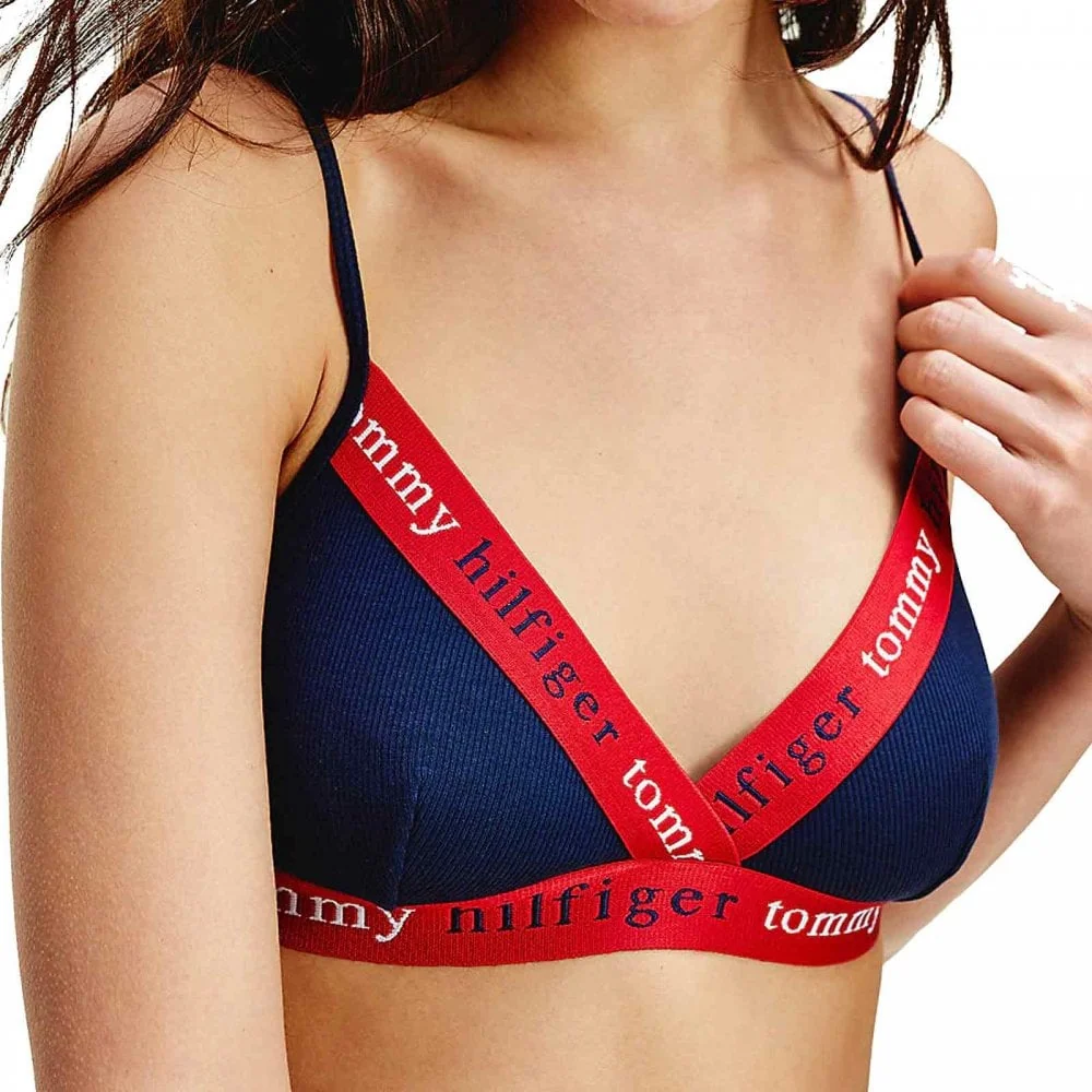 Organic Cotton Triangle Bra, Navy - Image 2