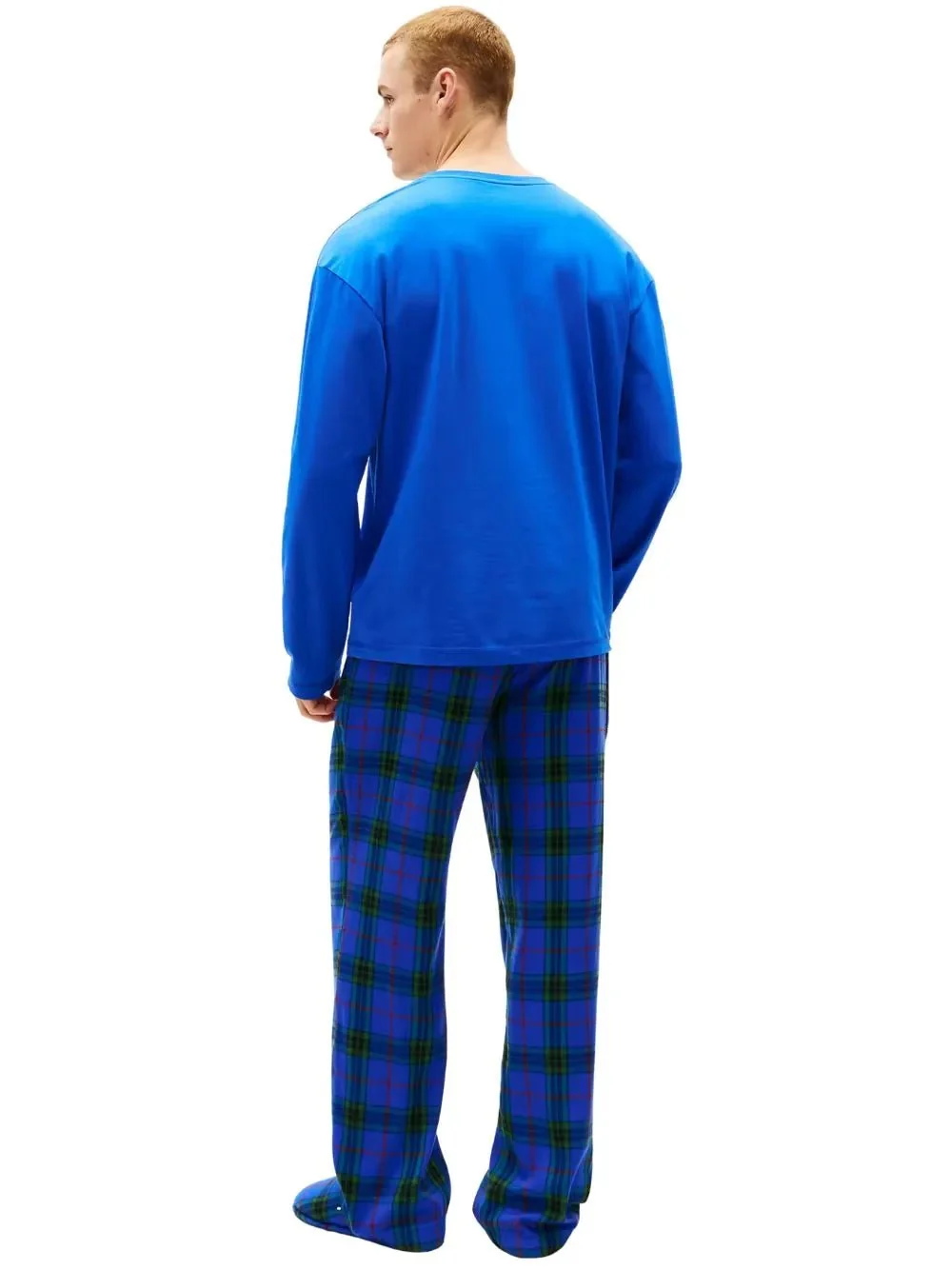 Plaid Check Pyjamas & Slippers Gift Set, Noble Blue - Image 4