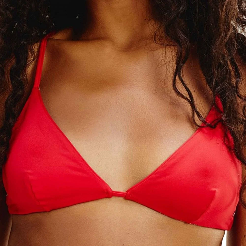 Reversible Triangle Swim Top, Logo WW AOP Pink