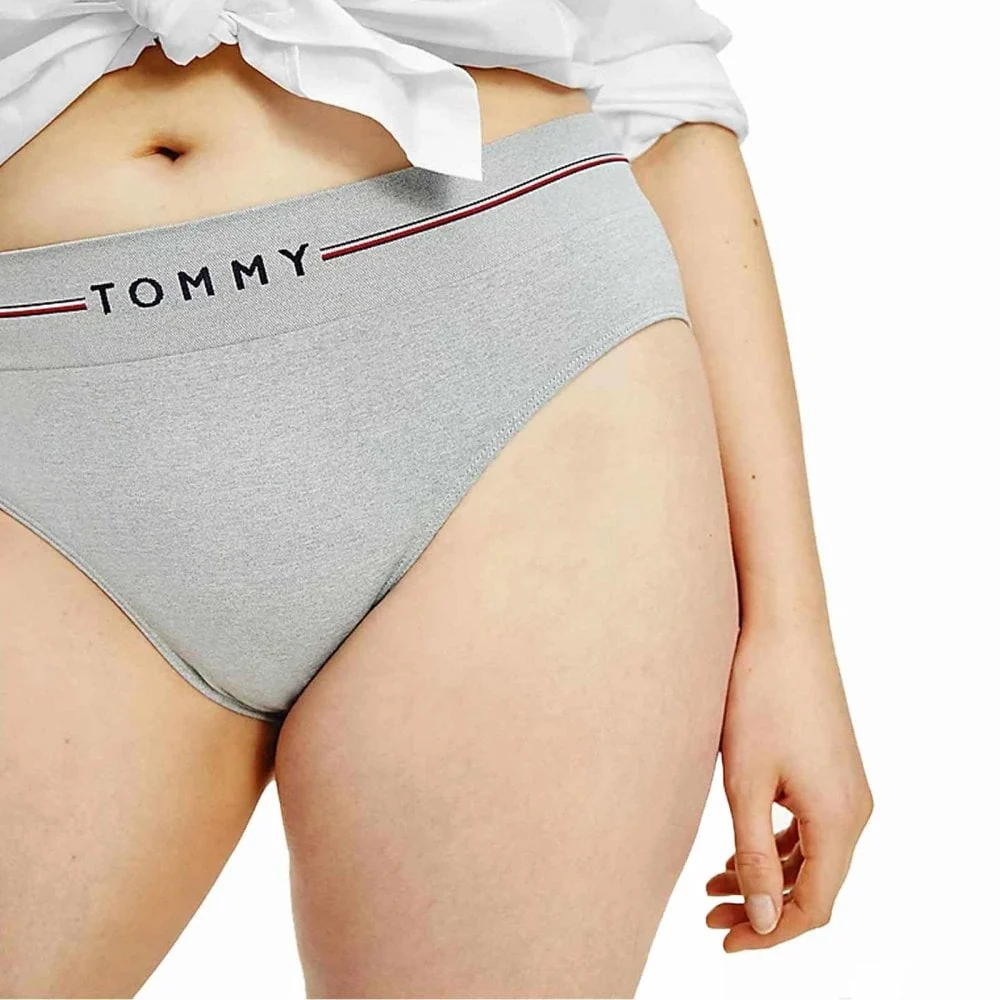 Seamless Logo Curve Bikini Briefs, Medium Grey Heather - Image 2