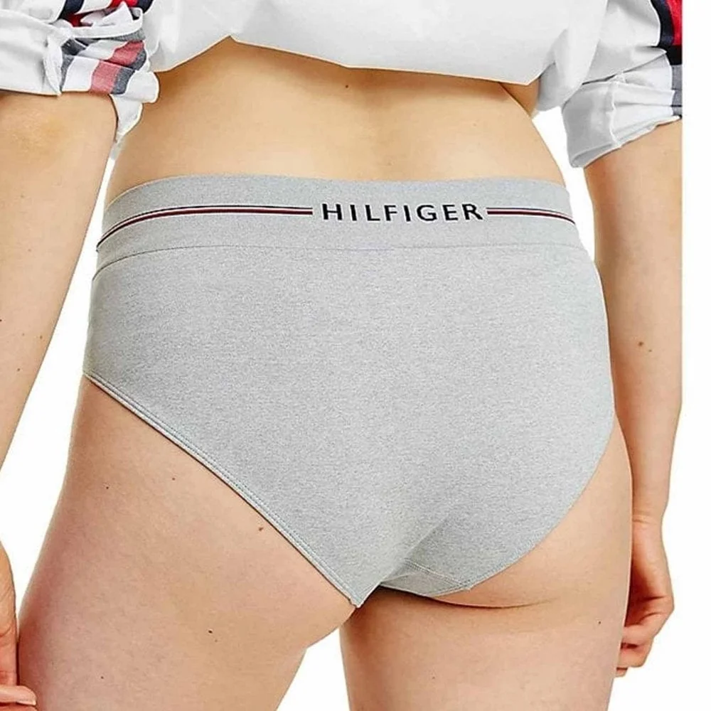 Seamless Logo Curve Bikini Briefs, Medium Grey Heather - Image 3