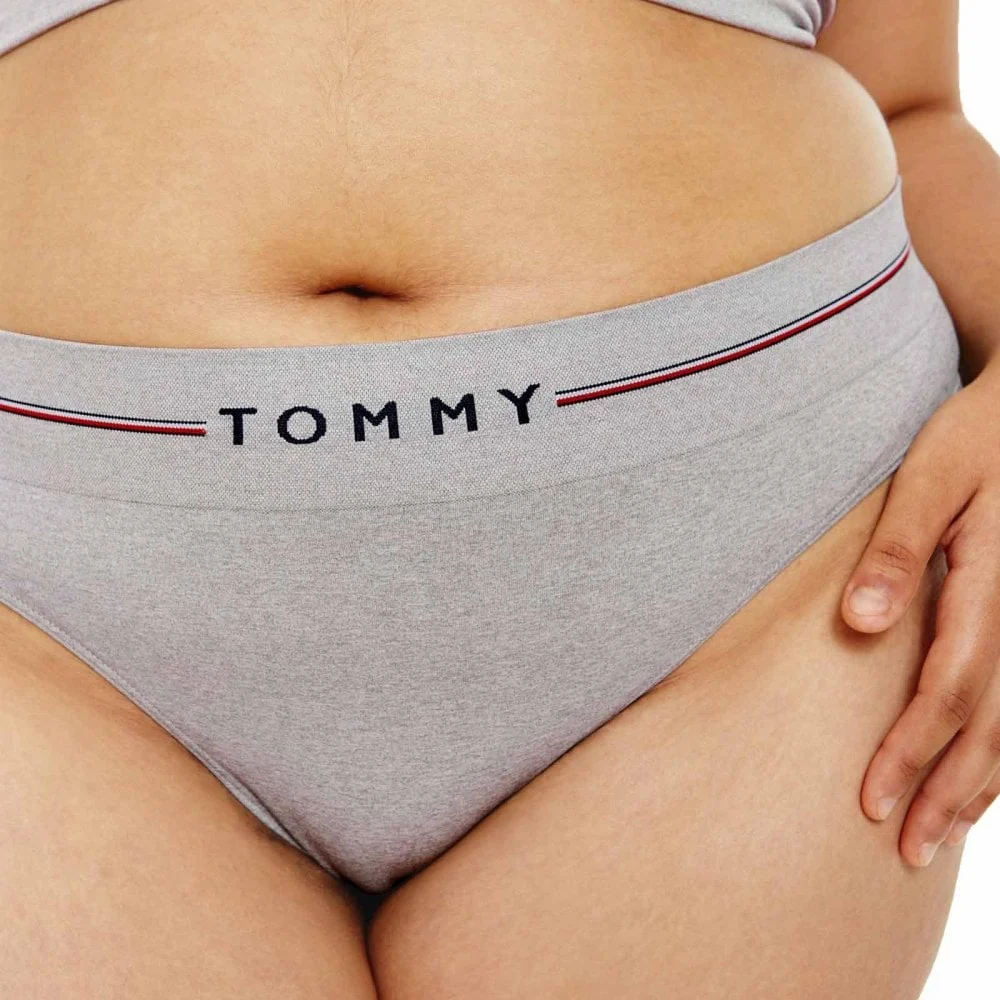 Seamless Logo Curve Thong, Medium Grey Heather - Image 2