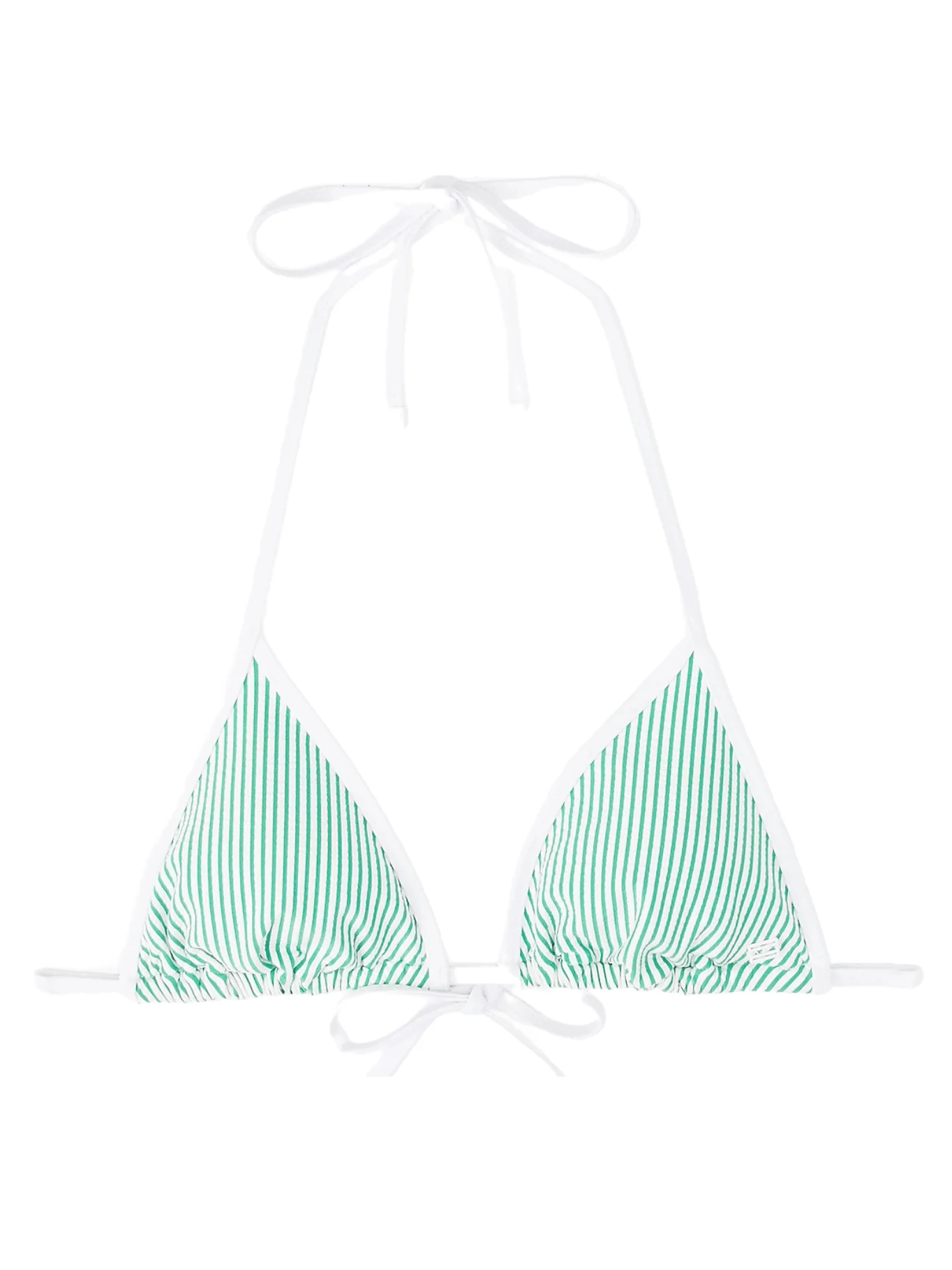 Seersucker Stripe Triangle Bikini Top, Radiant Green