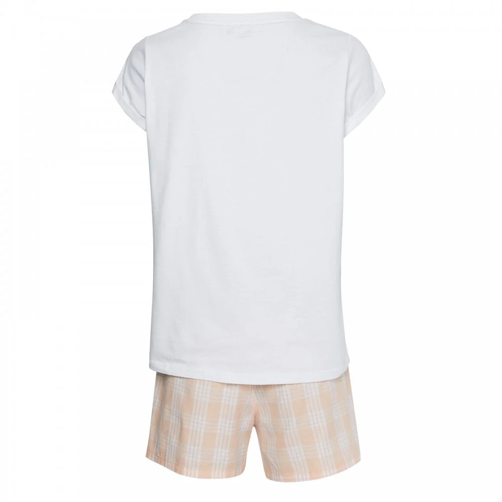 Short Sleeve Womens Woven Short Set White, Palaka Plaid - Image 3