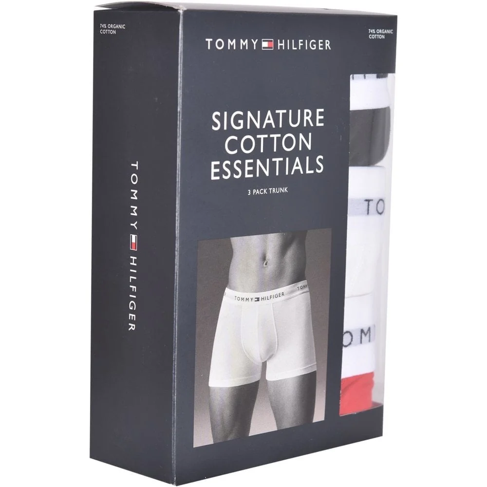 3-Pack Signature Cotton Boxer Trunks, Navy/White/Red - Image 5