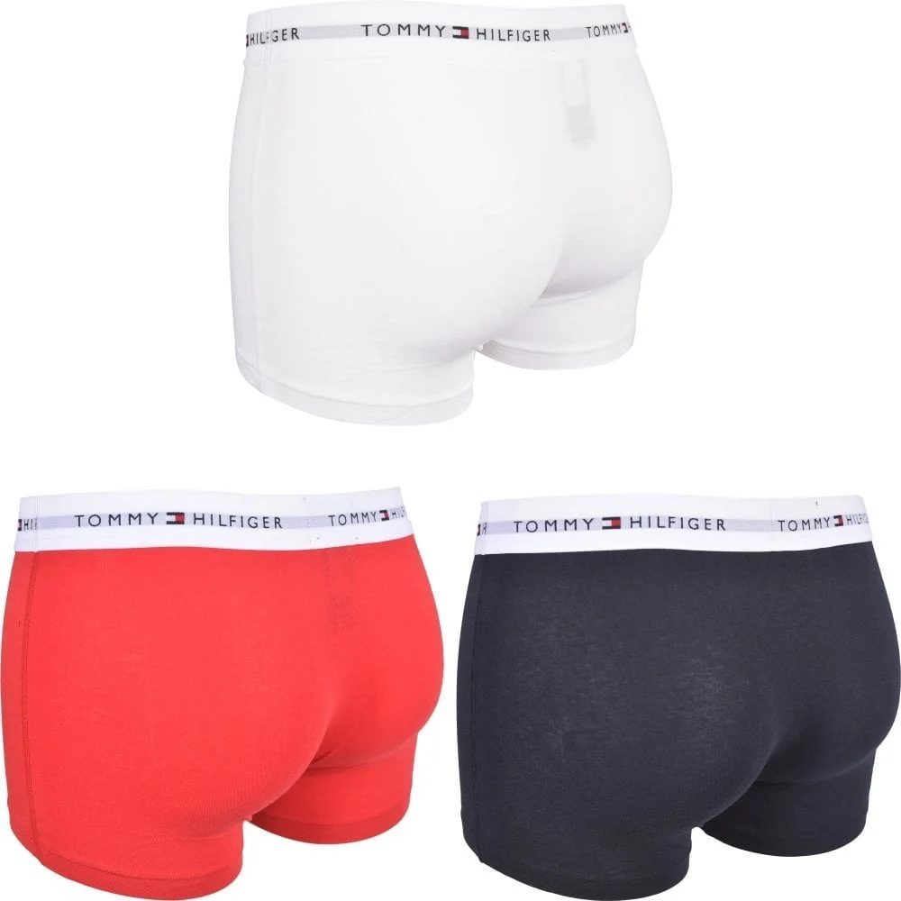3-Pack Signature Cotton Boxer Trunks, Navy/White/Red - Image 6