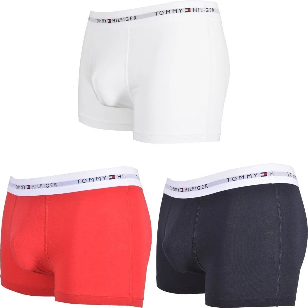 3-Pack Signature Cotton Boxer Trunks, Navy/White/Red - Image 7