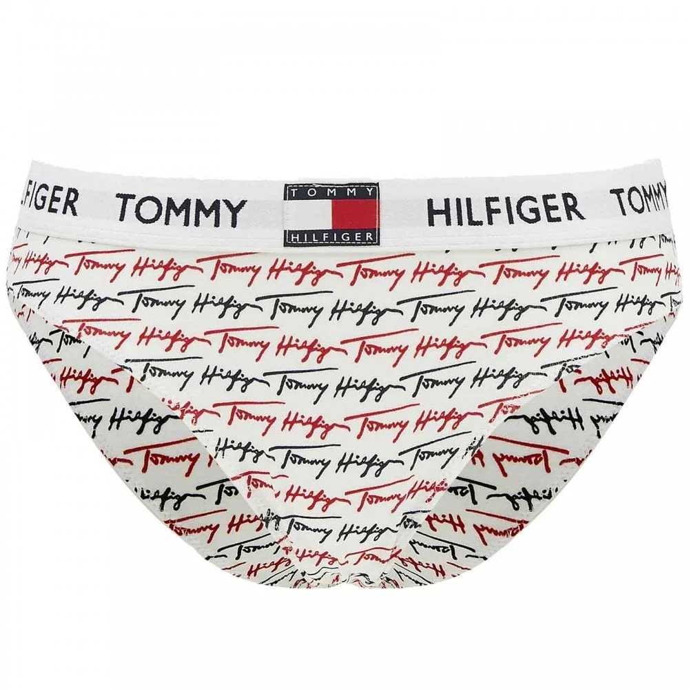 Signature Print Bikini Briefs, Ag/Print/White