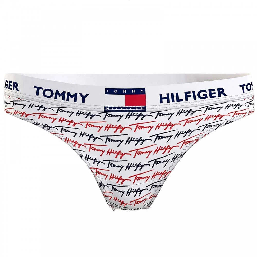 Signature Print Thong, Ag/Print/White