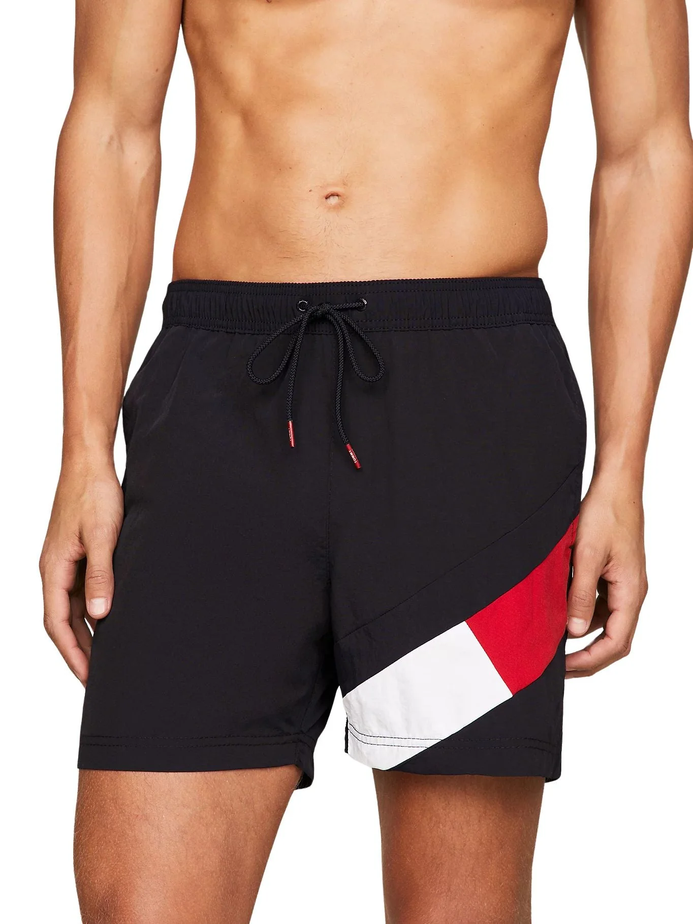 Slim Fit Medium Drawstring Swim Shorts, Navy - Image 2