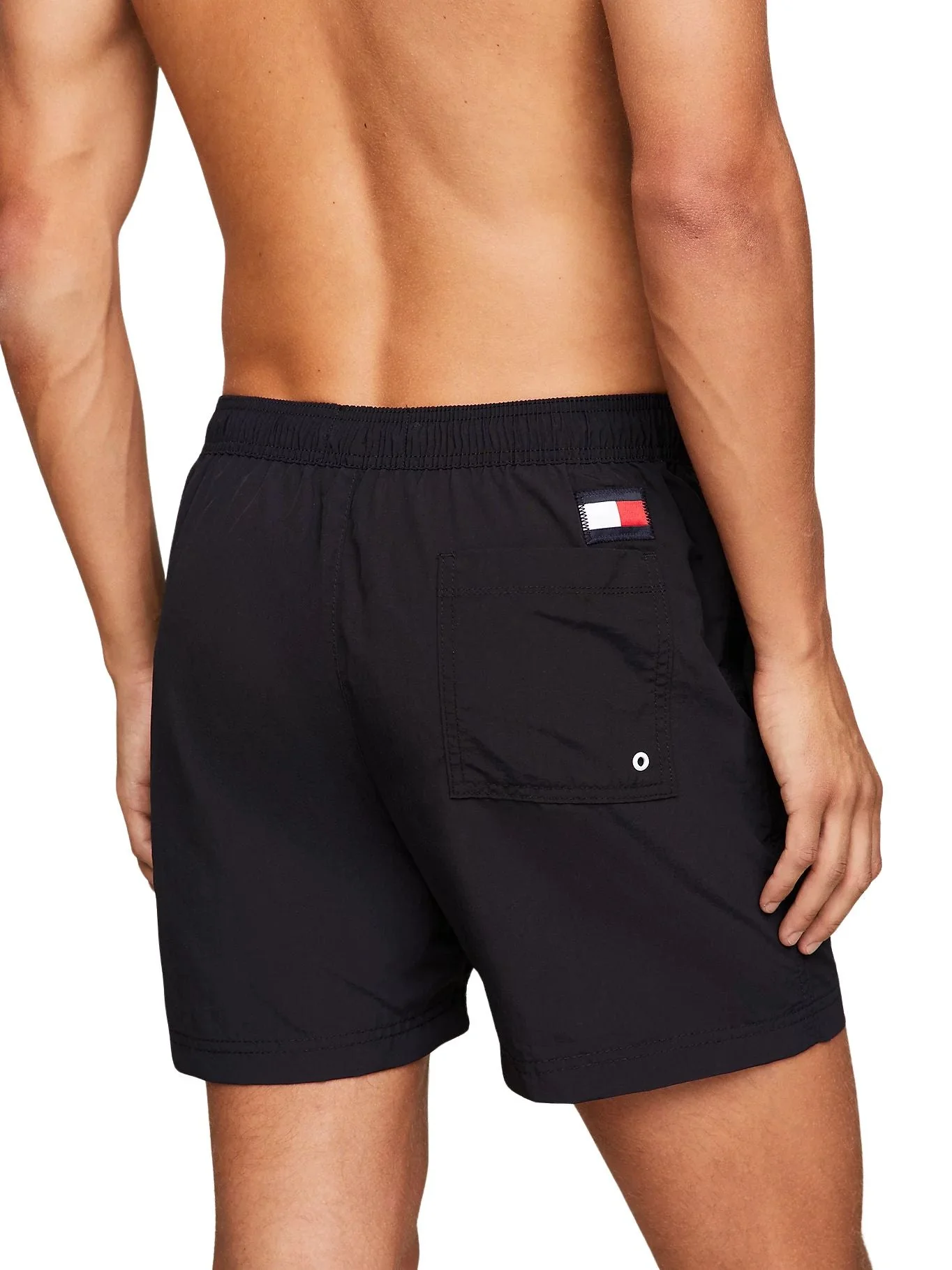 Slim Fit Medium Drawstring Swim Shorts, Navy - Image 3