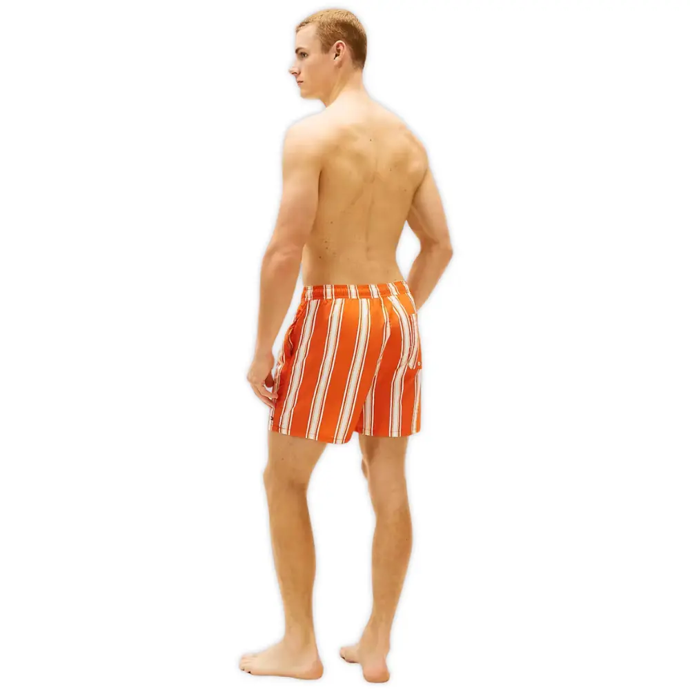 Sunset Stripe Print Swim Shorts, Brilliant Orange - Image 5