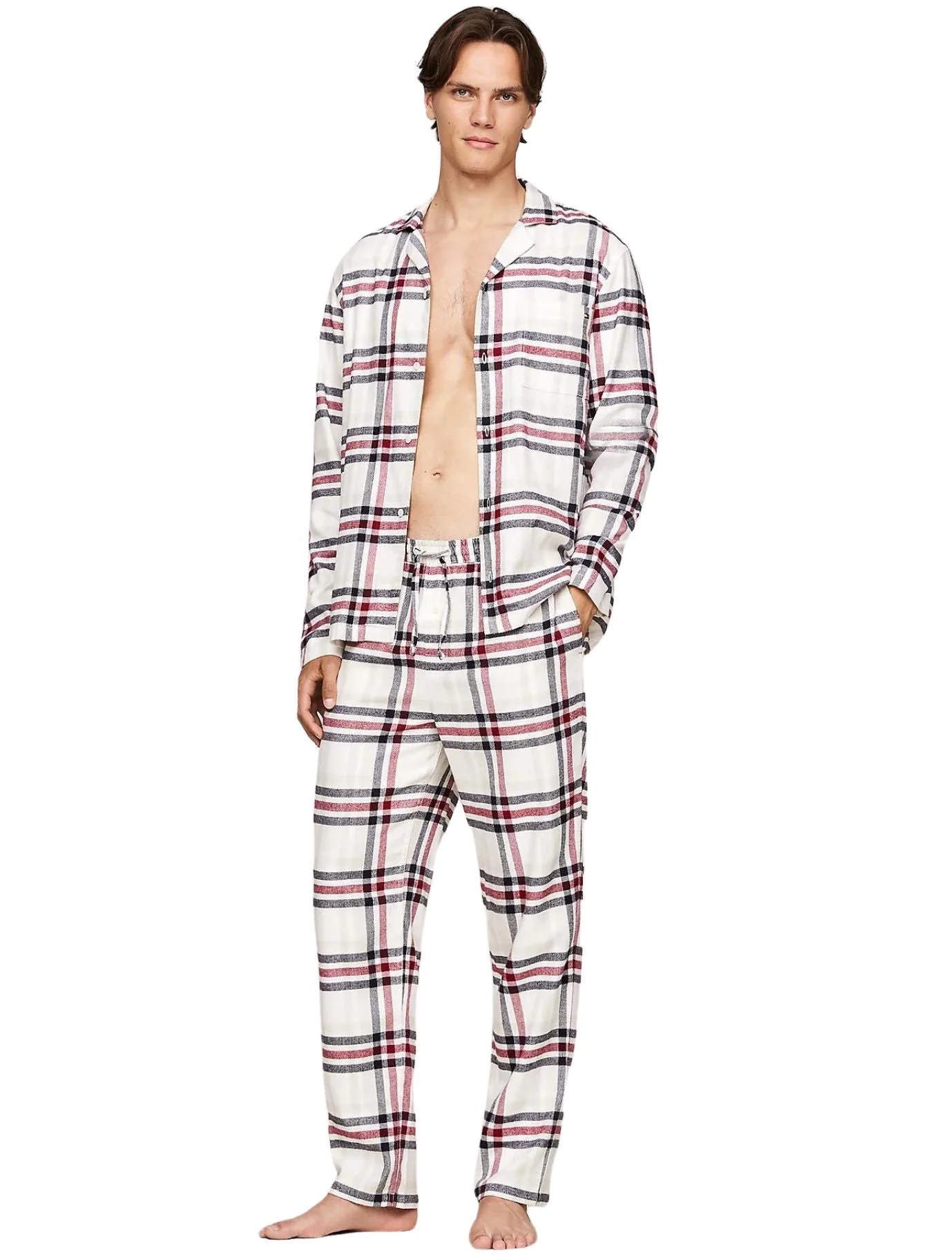 Tartan Flannel Pyjama Set, Heritage Plaid Ivory - Image 2