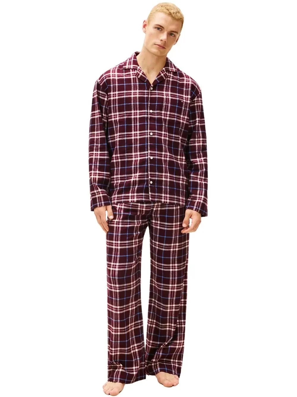 Tartan Flannel Pyjamas Gift Set, Burgundy - Image 4