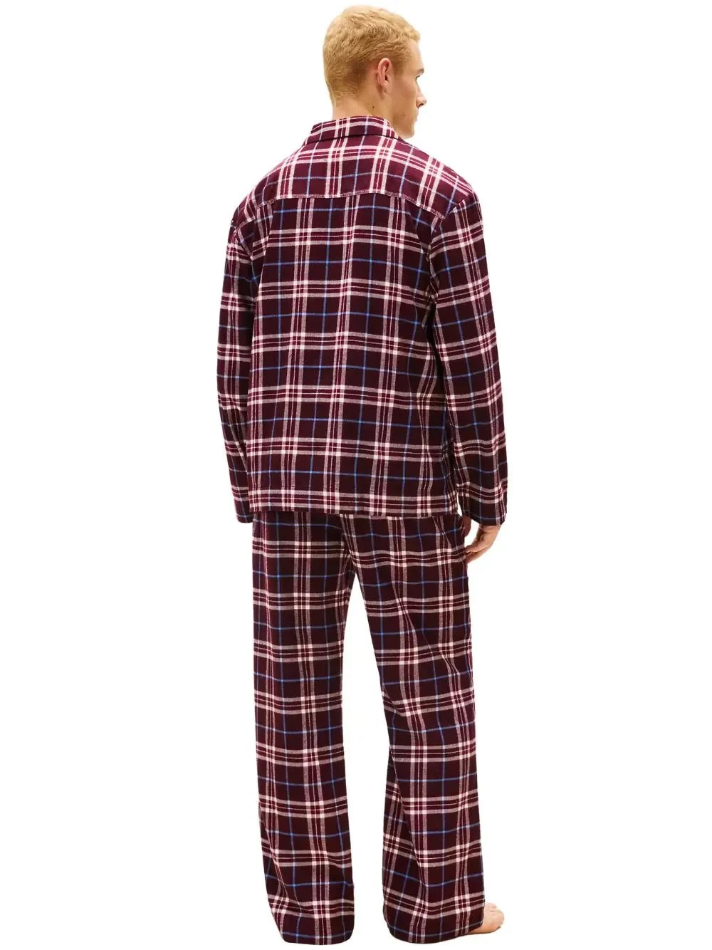 Tartan Flannel Pyjamas Gift Set, Burgundy - Image 5