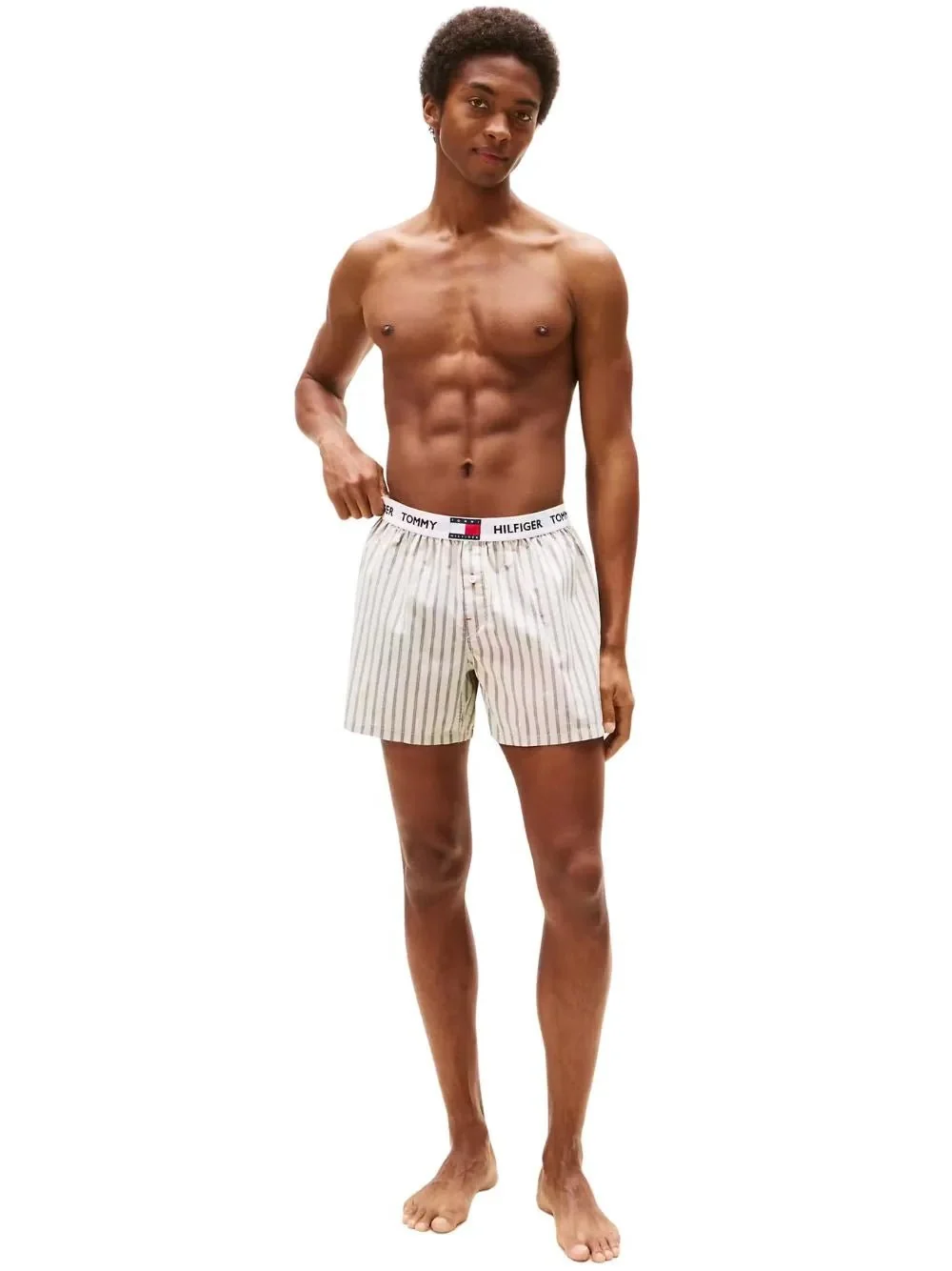 TH Heritage Stripe Woven Boxer Shorts, Stone/blue - Image 4