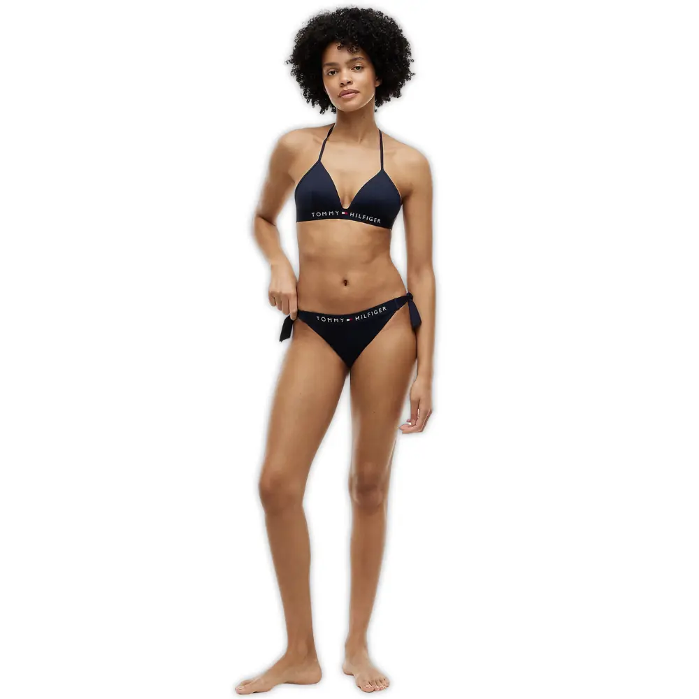 TH Original Foam Triangle Halterneck Swim Bikini Top, Navy - Image 6