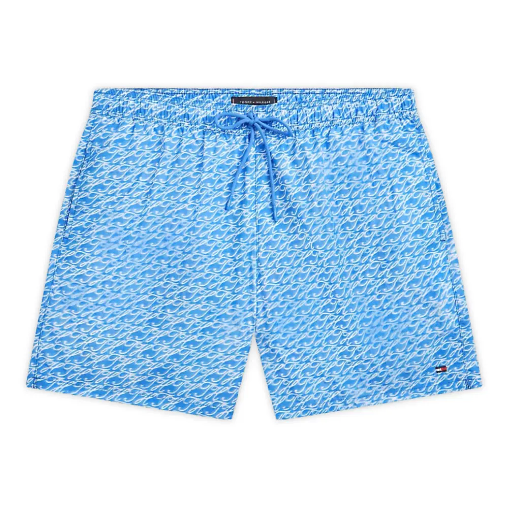 TH Script Print Swim Shorts, Cyanotype Blue Spell