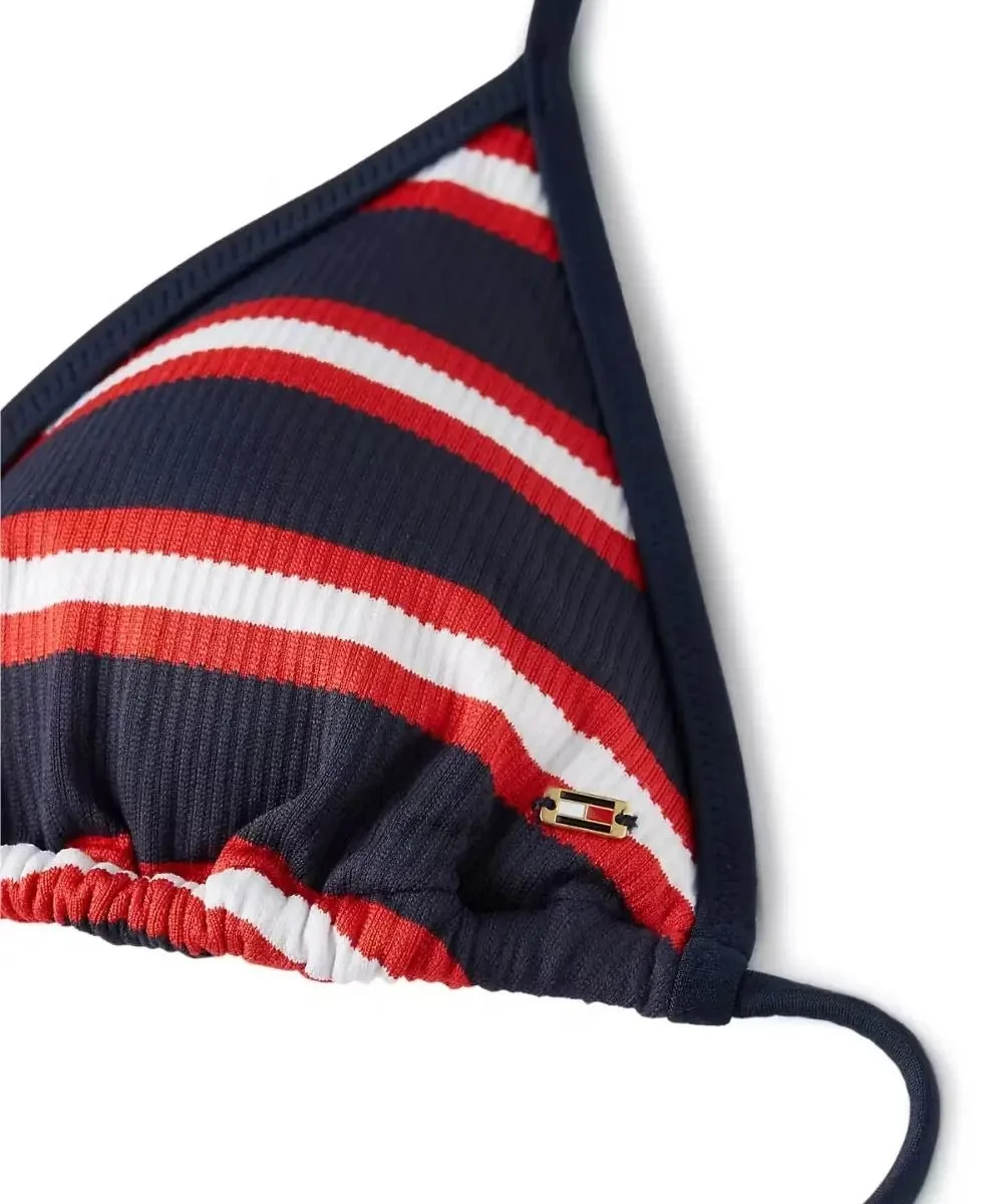 TH Texture Triangle Bikini Top, New Preppy Stripe Navy - Image 3