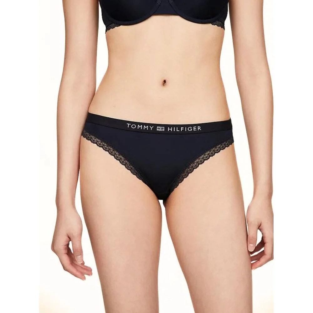 TH Tonal Logo Lace Bikini Brief, Navy - Image 3