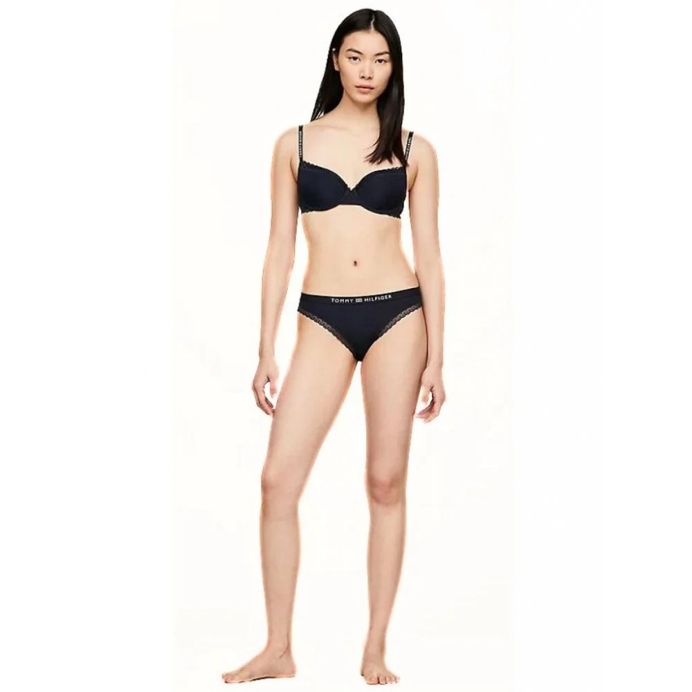 TH Tonal Logo Lace Bikini Brief, Navy - Image 5